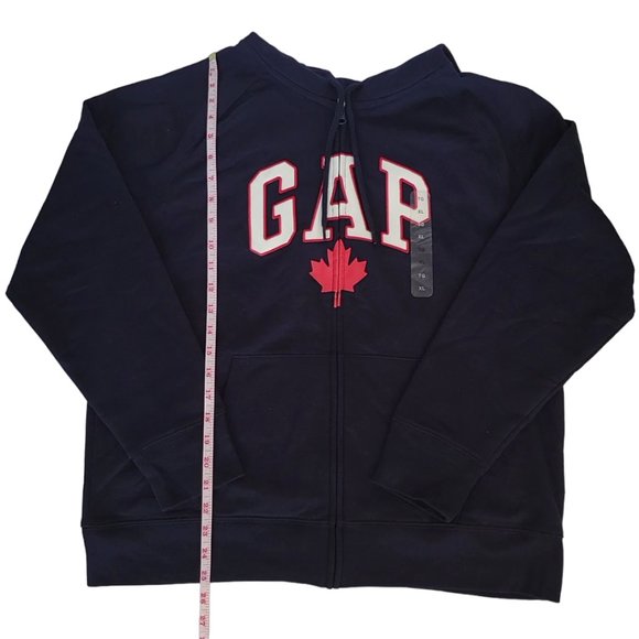 GAP Logo & Maple Leaf Hoodie w/ Zipper- Blue, White, Red NWTs (Unisex, Youth) - Picture 5 of 7